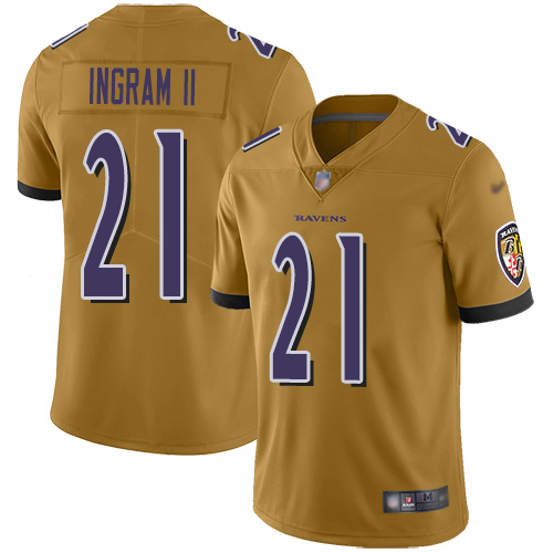 Baltimore Ravens Limited Gold Men Mark Ingram II Jersey NFL Football 21 Inverted Legend